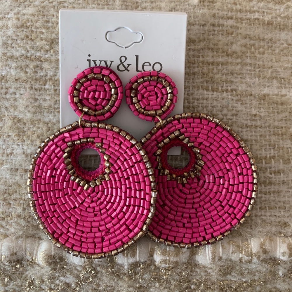 Pink beaded earrings